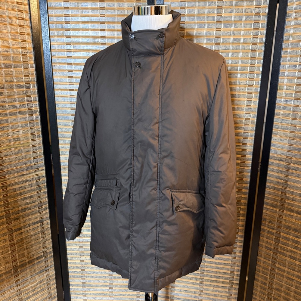 Il Faro by Luciano Barbera Puffer Field Coat Mens 50 Brown Utility Jacket